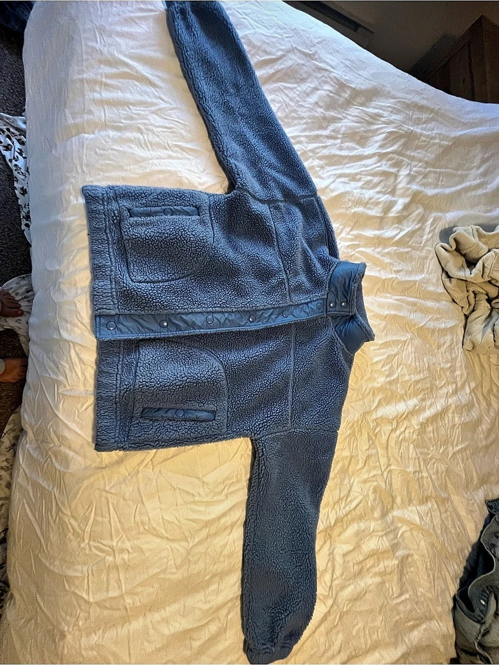 Old Navy Cozy Sherpa Snap-Front Flurry Crop Jacket Blue Size Small